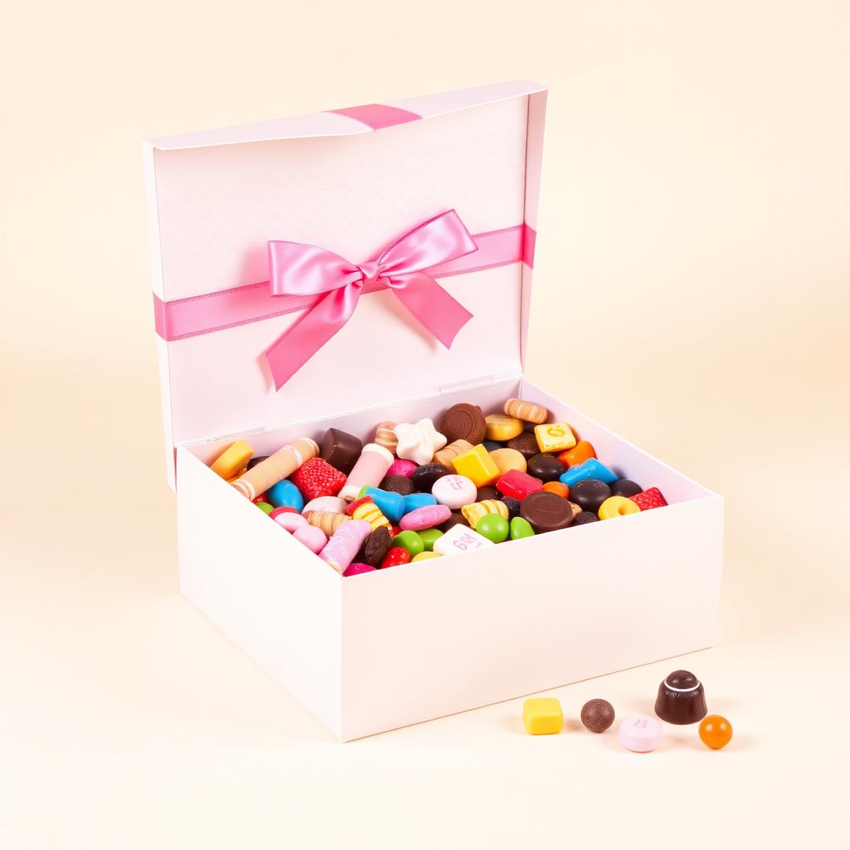 Ribboned sweet gift box ready for personalisation